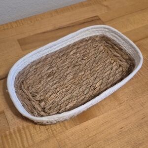 Small Straw Basket Tan & White